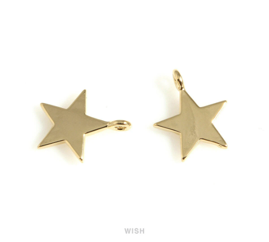 Stripe Star Pendants in Gold, Twinkle Star Charms  / MG-659-P