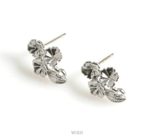 Triple Flower Stud Earrings in Matte Rhodium, Triple Flower Studs / MMRH-570-E