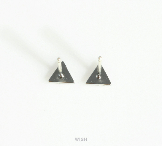 Triangle Stud Earrings in Matte Rhodium, Triangle Ear Studs/ MMRH-416-E