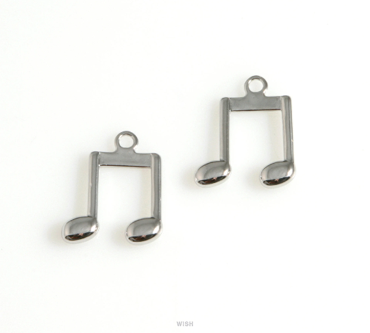 Musical Note Charm in Rhodium, a Dotted Quarter Note Pendants / MRH-617-P