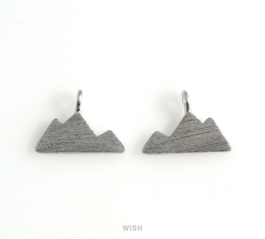 Mountain Pendants in Matte Rhodium, 3 Peak Mountain Charm / MMRH-489-P