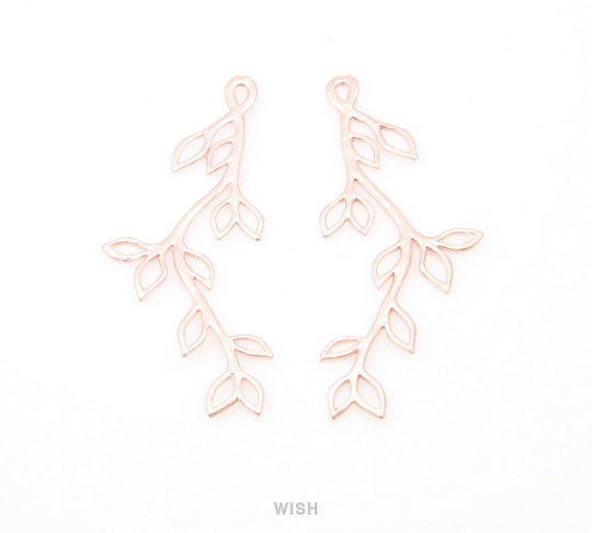 Twig Branch Pendants in Matte Rose Gold, Twig Charm / MMRG-077-P