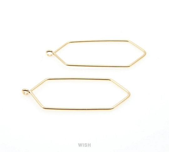 Open Hexagon Wire Pendant in Gold, Open Hexagon Charm/ MG-287-P
