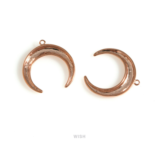 Horn Pendants in Rose Gold, Horn Charms / RG-602-P