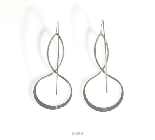 Infinity Dangle Hook Earrings in Matte Rhodium, Infinity Hook /MMRH-420-E (4pcs)