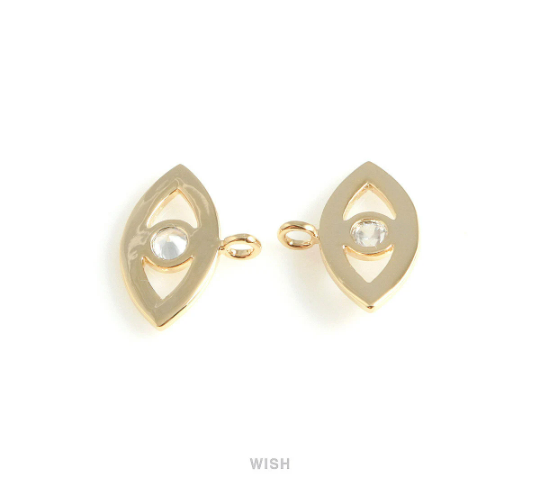 Cubic Zirconia Evil Eye Pendants in Gold, CZ Evil Eye Charm /CG-066-P