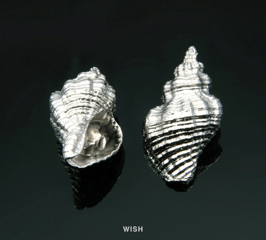 Seashell Pendant in Matte Rhodium, Seashell Necklace Charm /MMG-214-P