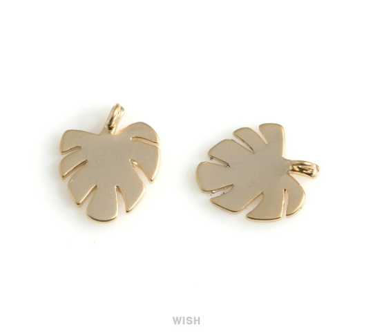 Monstera Leaf Pendants in Matte Gold, Monstera Leaf Charm /MMG-574-P