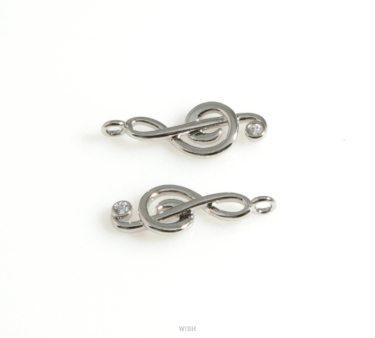 Treble Clef Charm in Rhodium, Treble Clef Pendants / MRH-618-P