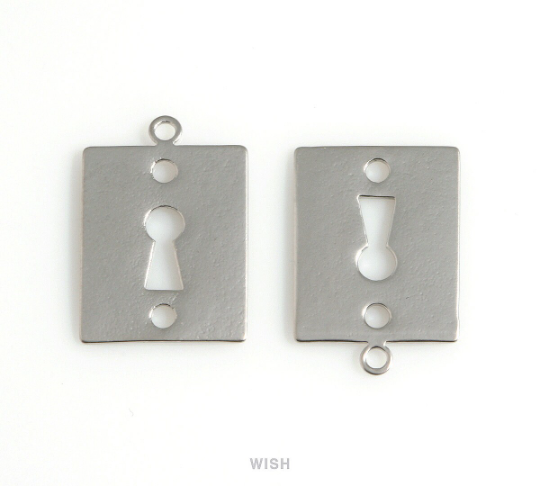 Keyhole Pendants in Matte Rhodium, Keyhole Charm / MMRH-594-P