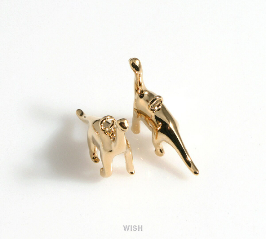 Dinosaur Pendants in Shiny Gold, Brachiosaurus Charm /MG-563-P2