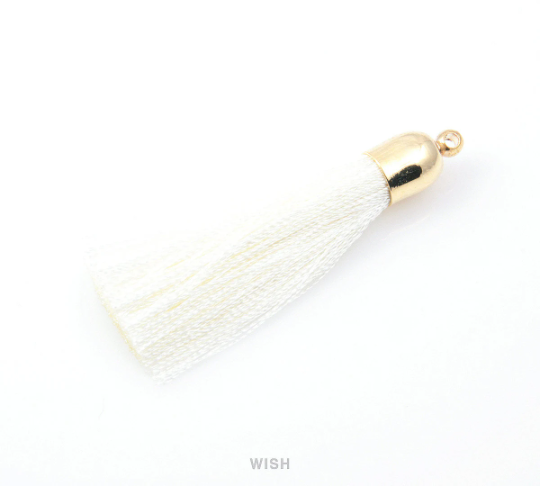 White Thread Tassel with Bell Cap in Gold / TWTG-002-T (Medium)