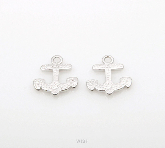 Dainty Anchor Pendant in Matte Rhodium, Anchor Charm / MMRH-277-P