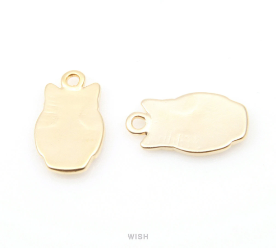 Owl Pendants in Matte Gold, Bird Charms / MMG-020-P