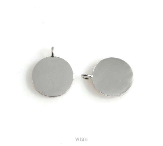 Hammered Disc Pendants in Matte Rhodium, Hammered Coin Charm / MMRH-500-P