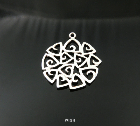 Multi Triangle Pendants in Matte Rhodium, Triangle Round Charms / MMRH-174-P