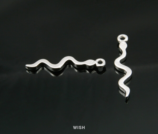 Viper Pendants in Matte Rhodium, Snake Charms /MMRH-010-P