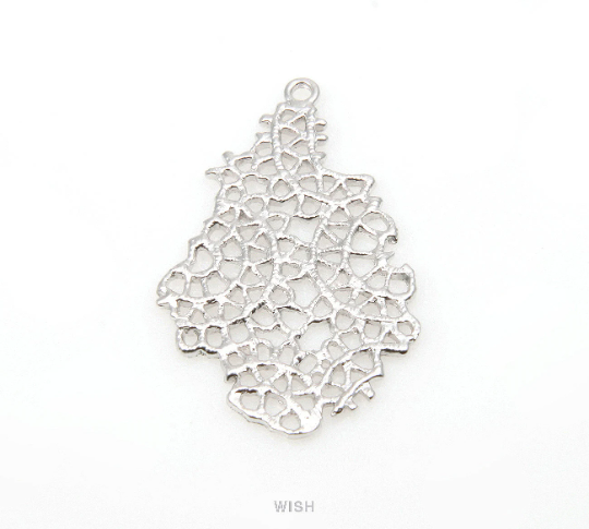 Autumn Leaf Pendant in Matte Rhodium, Autumn Leaf Charm / MMRH-294-P