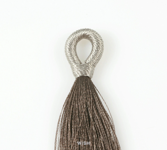 Gray Cotton Thread Tassel, Gray Silk Tassel Earrings / TGYG-008-T