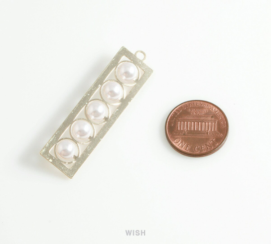 Five Pearl Bar Pendant in Gold, Quintuple Pearl Bar / MG-442-P