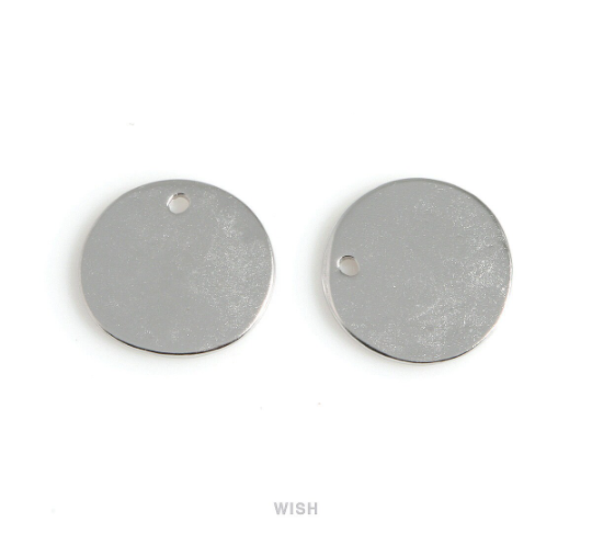 Love Engraving on Hammered Disc Pendants in Matte Rhodium, Engraved Coin Charm / MMRH-533-P