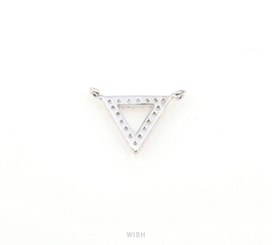 Cubic Zirconia Triangle Pendants in Rhodium, Round Cubic Zirconia / CRH-042-P (1 piece)