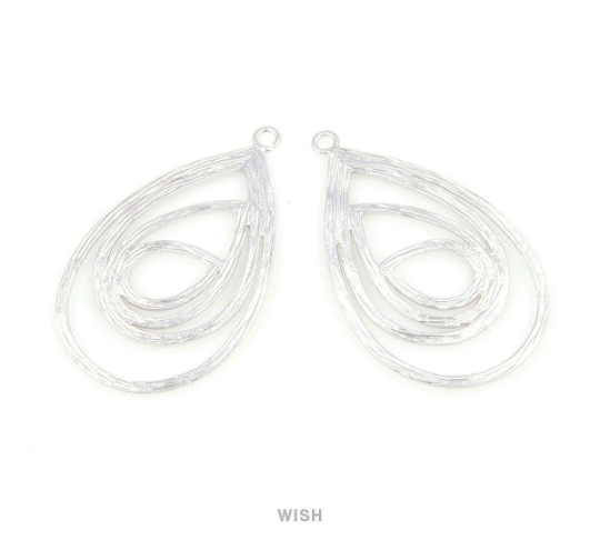 Teardrop in Teardrop Pendants in Matte Rhodium, Teardrop Charms /MMRH-036-P