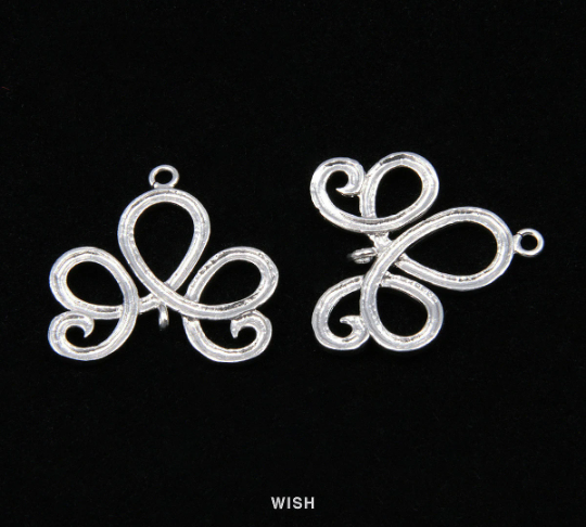 Lotus Connectors in Matte Rhodium, Lotus Emblem Charms / MMRH-115-P