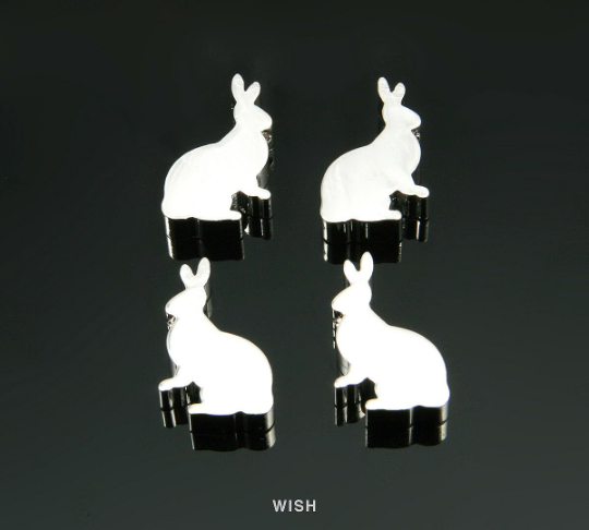 Rabbit Beads Pendants in Rhodium, Bunny Beads / MRH-080-B