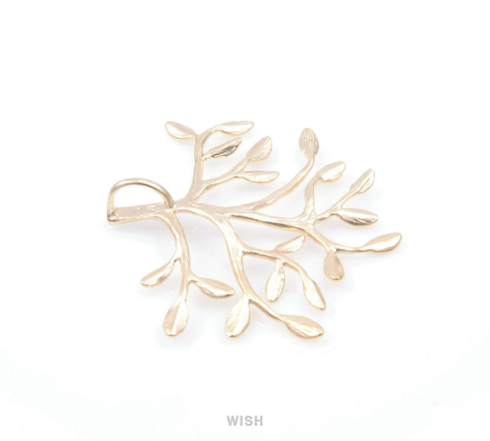 Leaves and Branch Pendants in Matte Gold, Branch Tree Charms / MMG-110-P