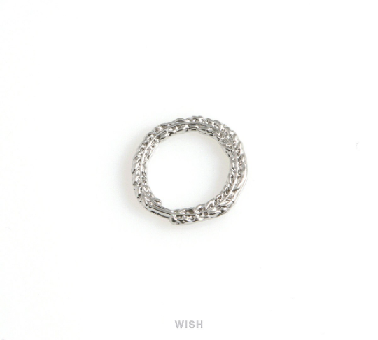 Rope Circle Pendants in Matte Rhodium, Straw Rope Circle Charms / MMRH-578-P