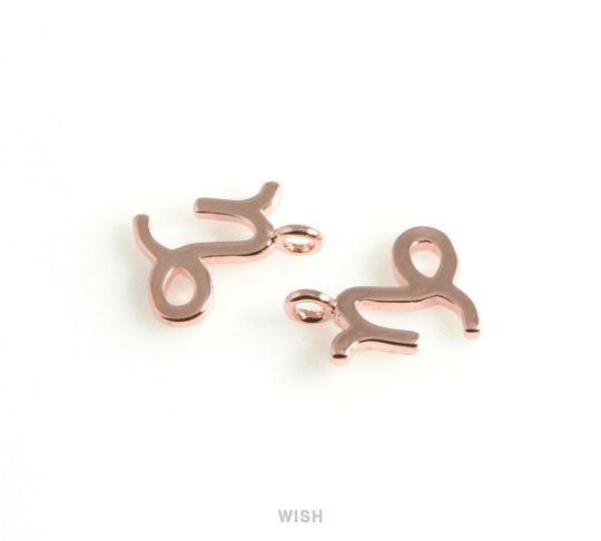 Capricorn Zodiac Sign Pendants in Rose Gold, Zodiac Charm / MRG-453-CP