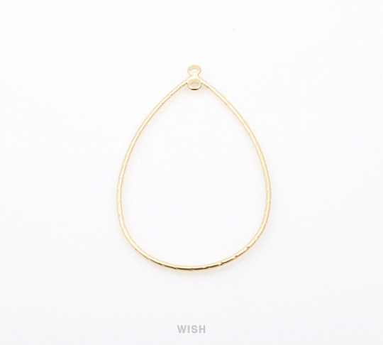 Open Drop Pendant in Matte Gold, Open Teardrop Charm / MMG-268-P (Medium)