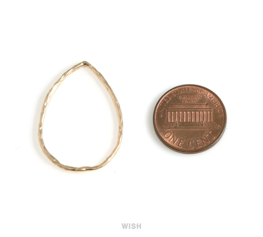 Hammered Teardrop Pendant in Matte Gold, Hammered Drop Charm / MMG-643-P