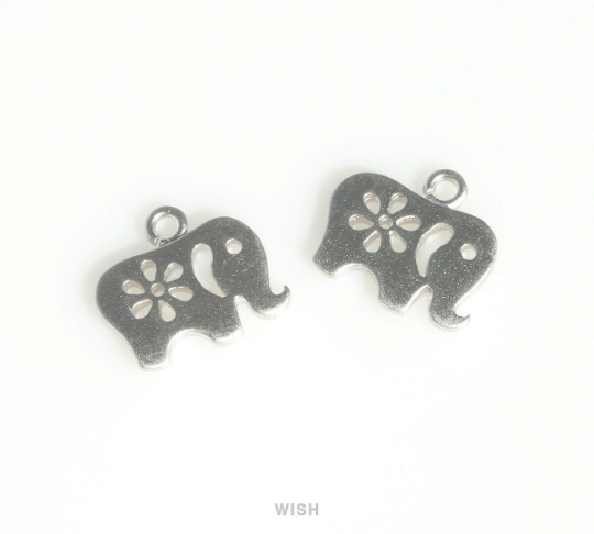 Elephant Pendants in Matte Rhodium, Elephant Charm / MMRH-422-P