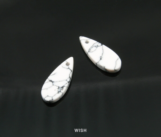 Howlite Teardrop Stone Charm, Gemstone Pendant / SHT-079-P