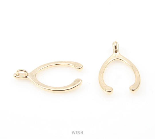 Wishbone Pendants in Gold, Wishbone Charms / MG-025-P