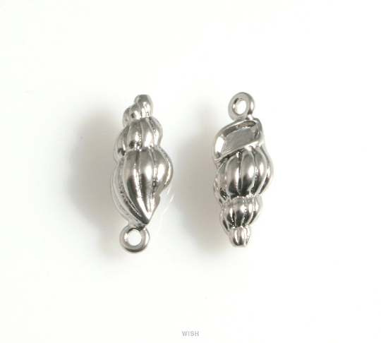 Seashell Pendant in Matte Rhodium, Seashell Charm / MMRH-625-P