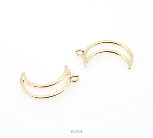 Crescent Outline Pendants in Gold, Crescent Charm /MG-015-P