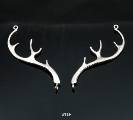 Antler Connectors in Matte Rhodium, Antler Charm / MMRH-149-C