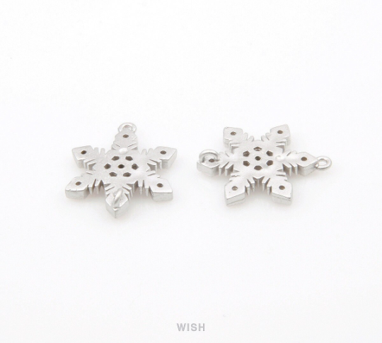 Snowflake with Cubic Zirconia Pendant in Matte Rhodium, CZ Snowflake Charm / CMRH-059-P