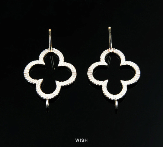 Clover Stud Earrings in Matte Rhodium, Clover Stud Ear Post / MMRH-121-E