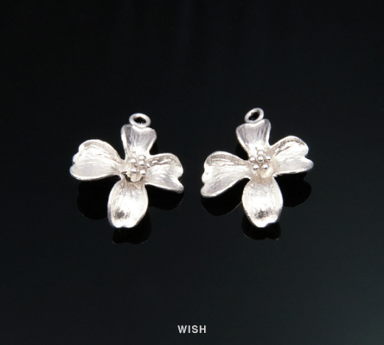 Orchid Flower Connectors in Matte Rhodium, Flower Charms / MMG-128-C