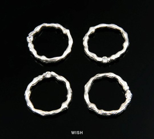 Cubic Ring Pendants in Matte Rhodium, Cubic Circle Charms /CRH-036-P