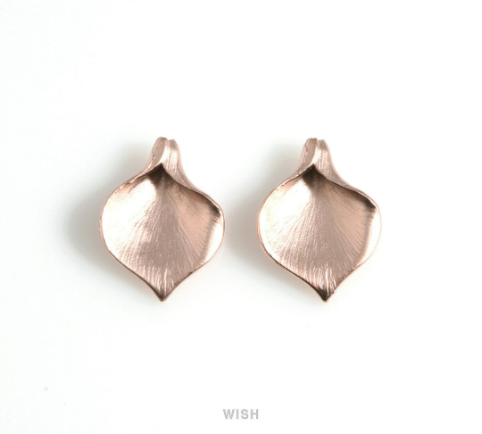 Small Calla Petal Pendants in Matte Rose Gold, Stripe Calla Leaf Charm /MMRG-133-P (Small)