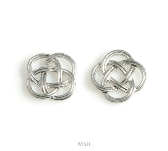 Knot Pendants in Matte Rhodium, Rope Knot Charm/ MMRH-588-P