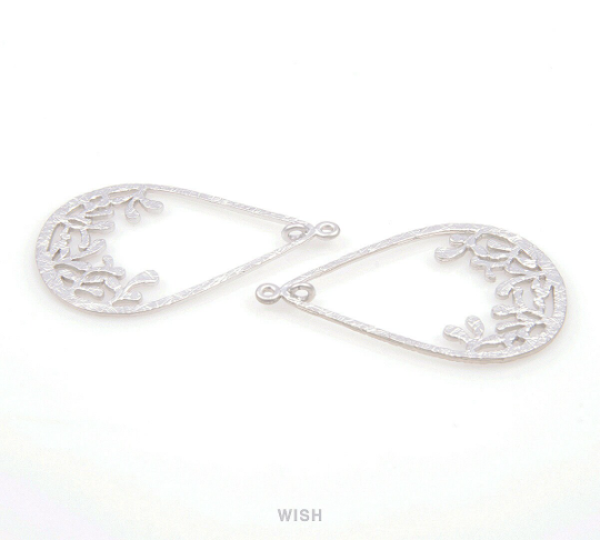 Buds in Teardrop Pendants in Matte Rhodium, Teardrop Charms / MMRH-088-P