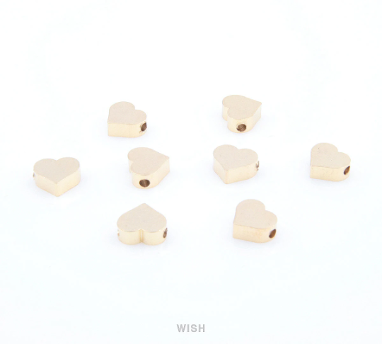 8pcs Small Heart Pendants in Matte Gold, Heart Beads / MMG-039-B