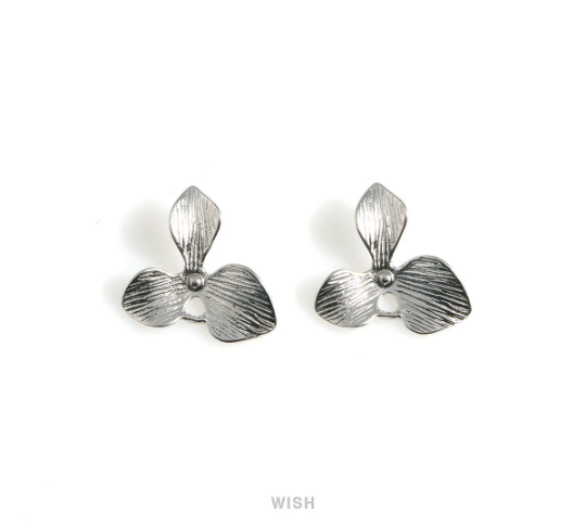 Orchid Flower Leaf Connectors in Matte Rhodium, Bottom Orchid Leaf / MMRH-071-C
