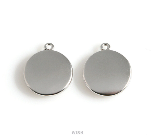 Evil Eye Disc in Matte Rhodium, Evil Eye Coin Charm / MMRH-520-P